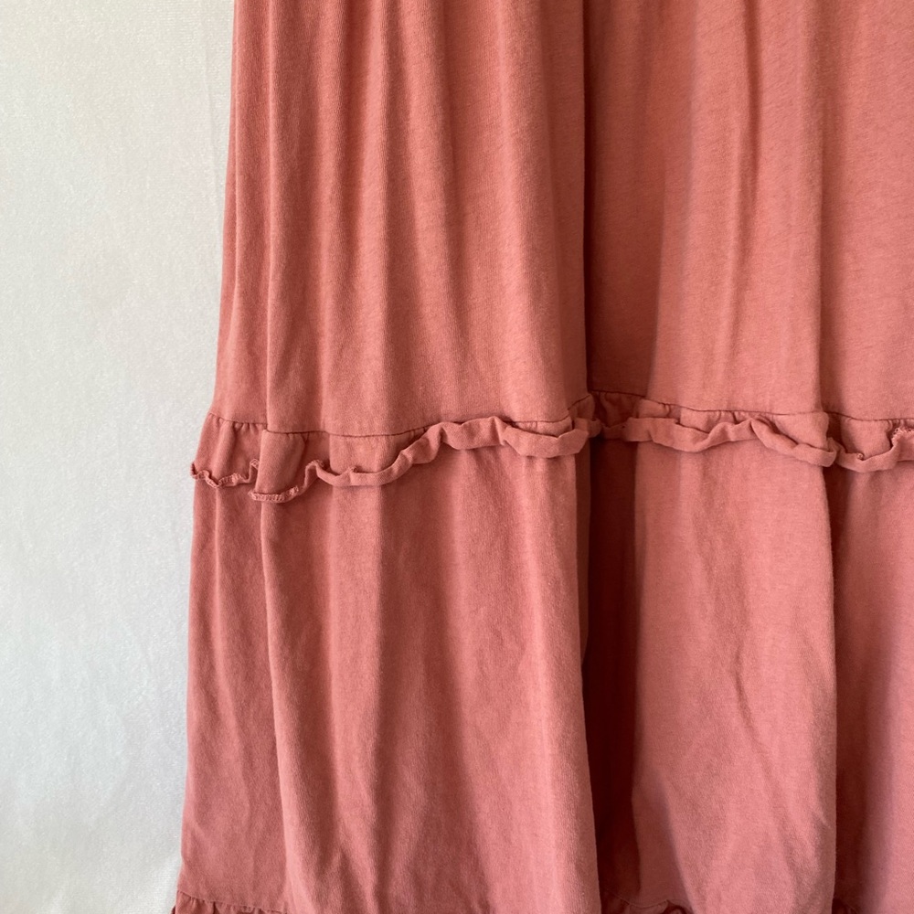 J. Crew Dusty PINK Tiered Jersey Cotton Midi Dress With Ruffle Spaghetti Strap - Picture 12 of 12